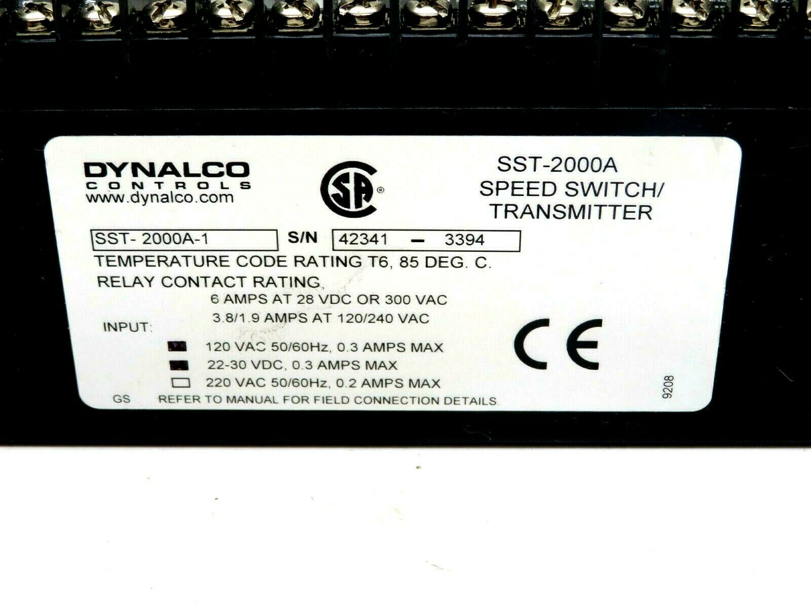 DYNALCO SST-2000A  SPEED SWITCH/TRANSMITTER SST-2000A-1